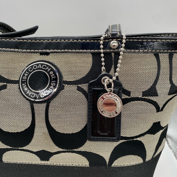 Coach Signature Stripe Canvas Tote - Picture 4 of 7